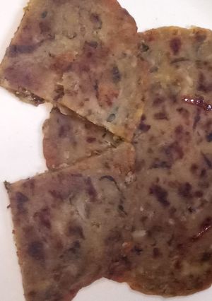 A picture of Alu Matar paratha.