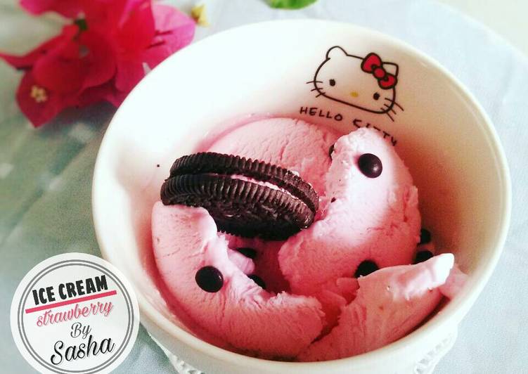 Resep Ice cream pop ice strawberry, irit tanpa whipcream ??? yang Bisa Manjain Lidah