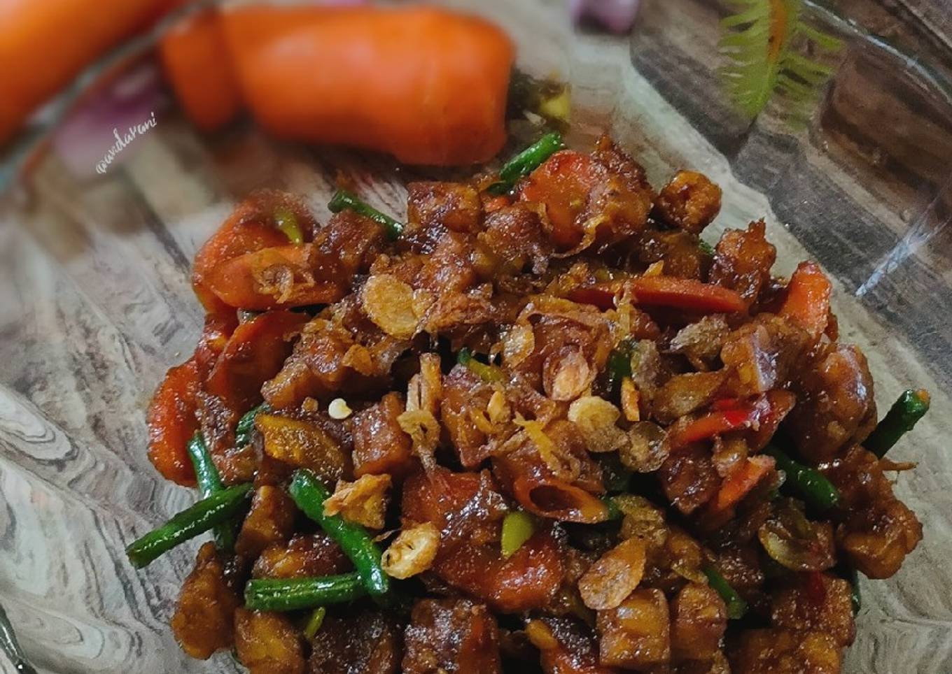 Oseng-oseng tempe kacang panjang