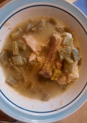 Una foto de Salsa verde con nopales y pollo