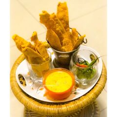 A picture of Gujarati: Fafda-Basundi (Mango).