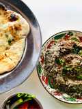 Aubergine Hummus(Black sesame Tahini) and Garlic Butter Naan🫓🧆ฮัมมุสมะเขือม่วงกับแป้งนานเนยกระเทียม🧄🧈🍆