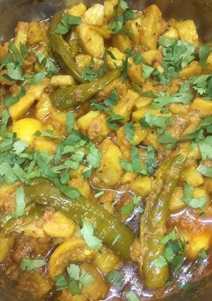 A picture of Spicy achari alu.