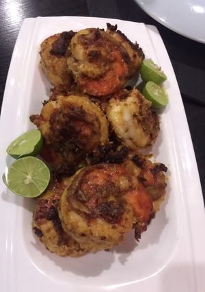 A picture of Spicy Pan grilled prawns.