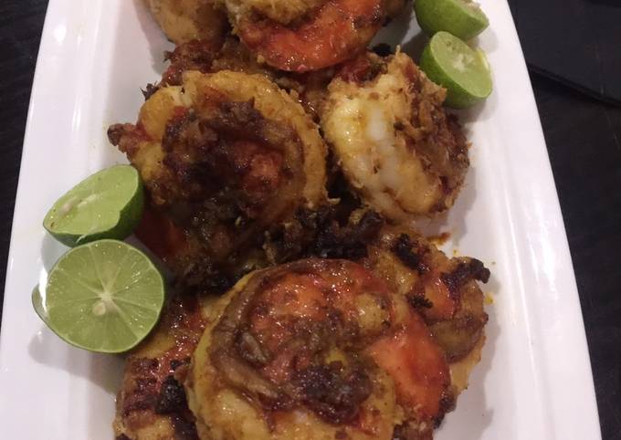 Spicy Pan grilled prawns