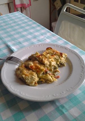 A picture of Cannelloni with Radicchio, Speck, and Smoked Scamorza.
