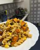 Pasta di ceci con zucca, mais e granella di pistacchio 🎃🌽