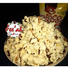 A picture of Milky popcorn wv drizzled chocolates.