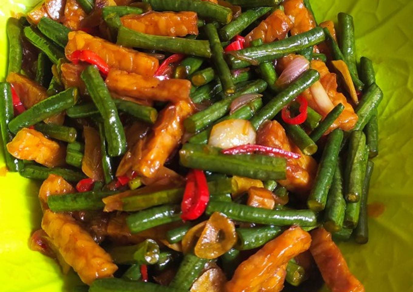 Tumis Kacang Panjang Tempe