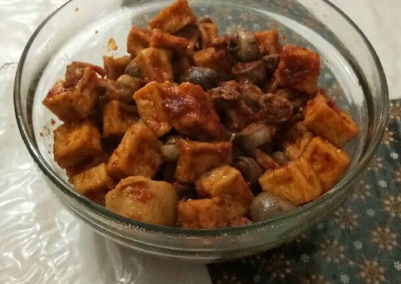 Balado tahu jantung ayam