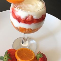 A picture of Strawberry orange shrikhand.