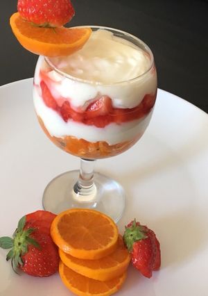 A picture of Strawberry orange shrikhand.
