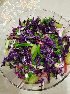 A picture of Purple cabbage salad.