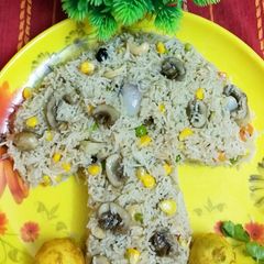 A picture of মাশরুম পোলাও (mushroom pulao recipe in Bengali).