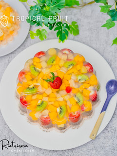 Foto resep Tropical Fruit Dessert Pudding Buah Lapis