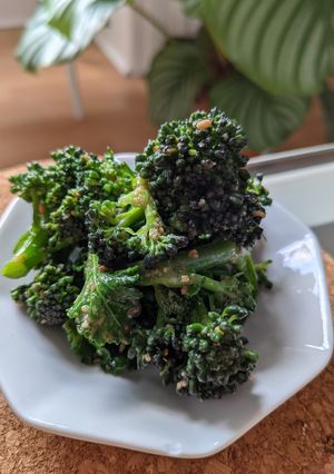 A picture of Purple sprouting broccoli with Sesame.