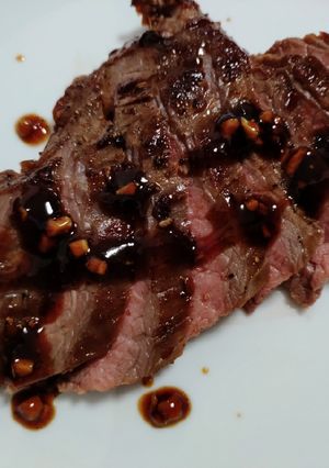 A picture of Soy and sweet chili glazed flank steak.