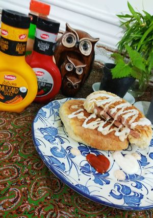 عکسی از دستور ساندویچ گریل شده ی ژامبون و سوسیس