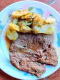 Topinambur provenzal con bistec