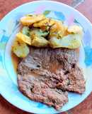 Topinambur provenzal con bistec