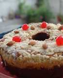 Budín de cerezas y frutos secos con crumble