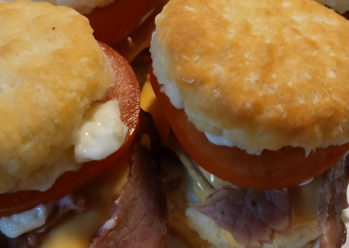 Leftover ham and cheese biscuits