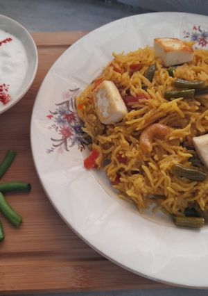 A picture of Veg paneer pulav.