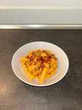 Rigatoni peperoni, speck e robiola