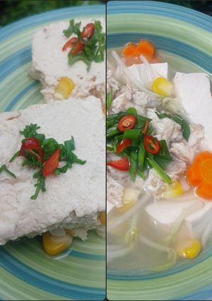 Foto resep Dua Menu: Tahu Ayam Kukus dan Sop Ayam Tahu