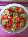 Im Airfryer "gegrillte" Aubergine mit Paprika