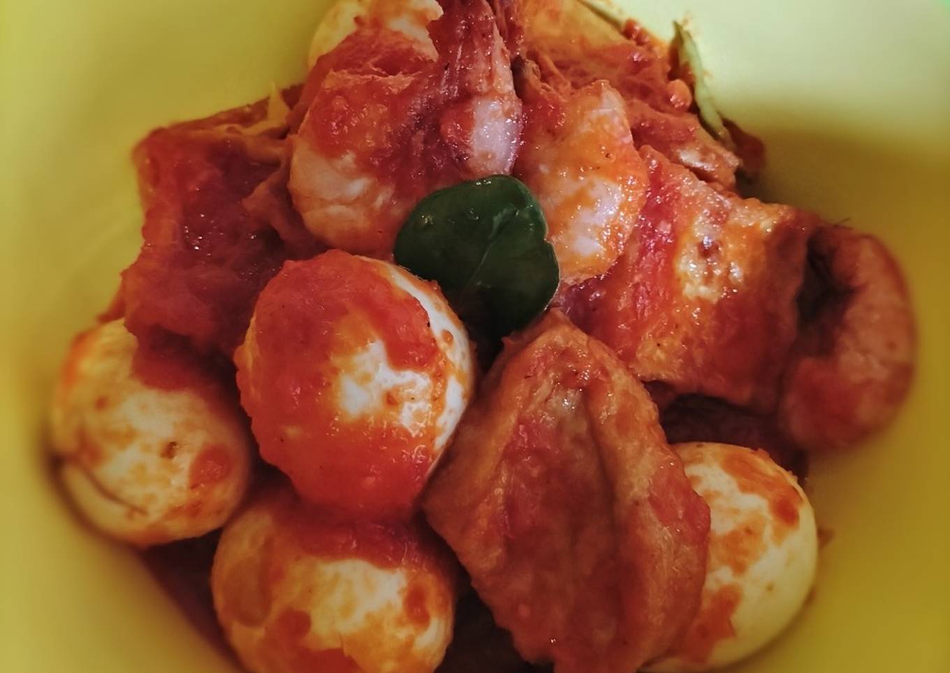 Telur,Udang,Tahu masak Bali