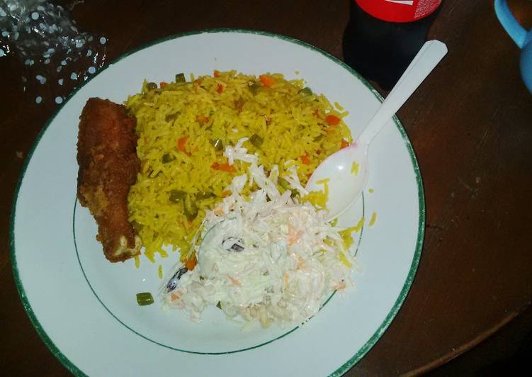 Recipe of Ultimate Fried rice, Cole slaw, fried chicken drum stick