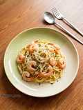 Spaghetti Carbonara dengan Udang