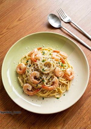 Foto resep Spaghetti Carbonara dengan Udang