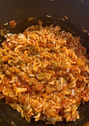 Padlizsános tészta vörös lencse tésztából recept fotója