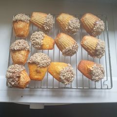 A picture of Nutty Chocolate coated Madeleines.