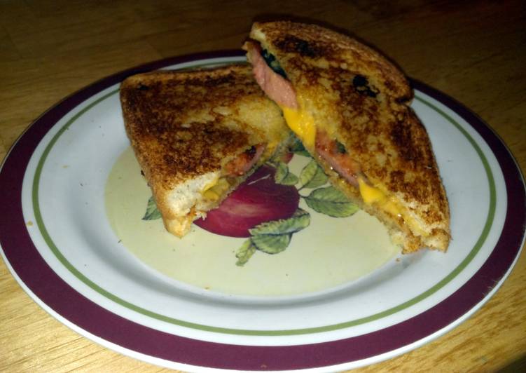 Grilled cheese hot dog sandwich