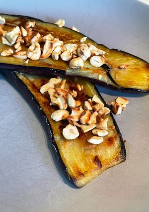 A picture of Miso Glazed Aubergine With Toasted Cashews 🍆.