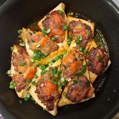 A picture of Fry Tofu Stuffed w/Minced Pork and Crabmeat.