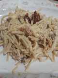Spaghetti con mayonesa y nuez
