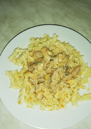 Tejfölös-tejszínes gombás hús recept fotója