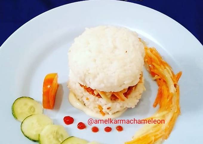 Burger Nasi With Chicken Nugget