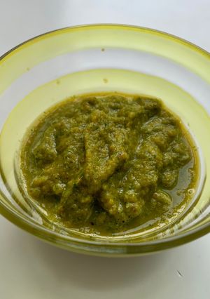 Una foto de Pasta de curry verde con lo que tenía en casa…