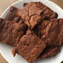 A picture of Gooey chocolate fudge brownies.