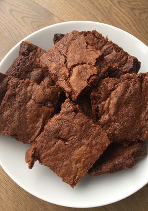 A picture of Gooey chocolate fudge brownies.