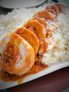 Una foto de Cinta de lomo a la barbacoa y arroz con jengibre y limón