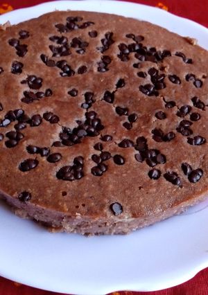 A picture of Chocolate brownie with choco chips.