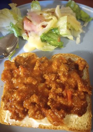A picture of Open-faced Sloppy Joe in Memory of my Mother.