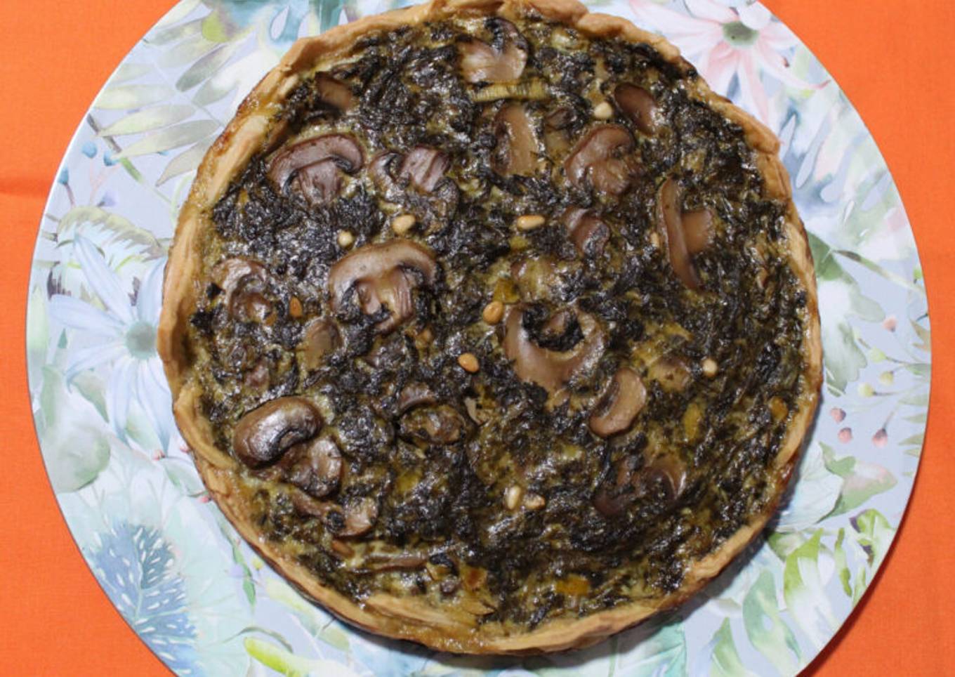 Quiche de Espinacas y Champiñones o Quiche de Verduras