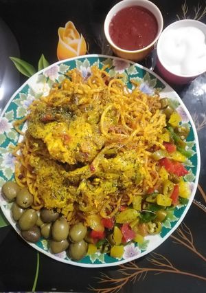 عکسی از دستور ماکارونی با مرغ